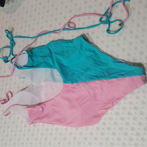 Pink and aqua blue swim suit - Picture 3 of 6